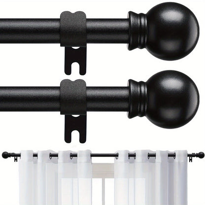 Two-Pack Matte Black Curtain Rod Set with 5/8 Inch Tube and 28–52 to 28–95 Inch Size Options