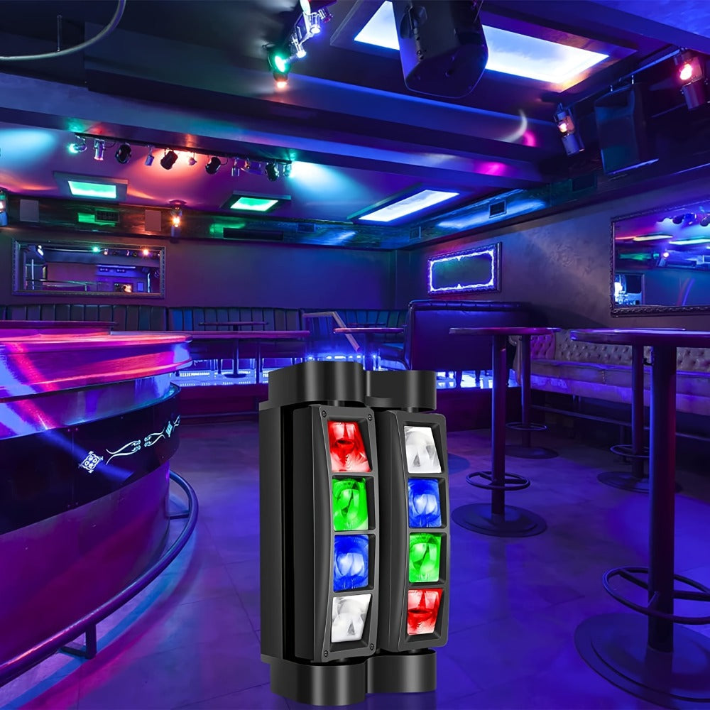 Spider Beam Moving Head Stage Light 8x3W RGBW LED DJ Disco Light Sound Activated DMX-512 for Entryways, Bedrooms and Living Spaces