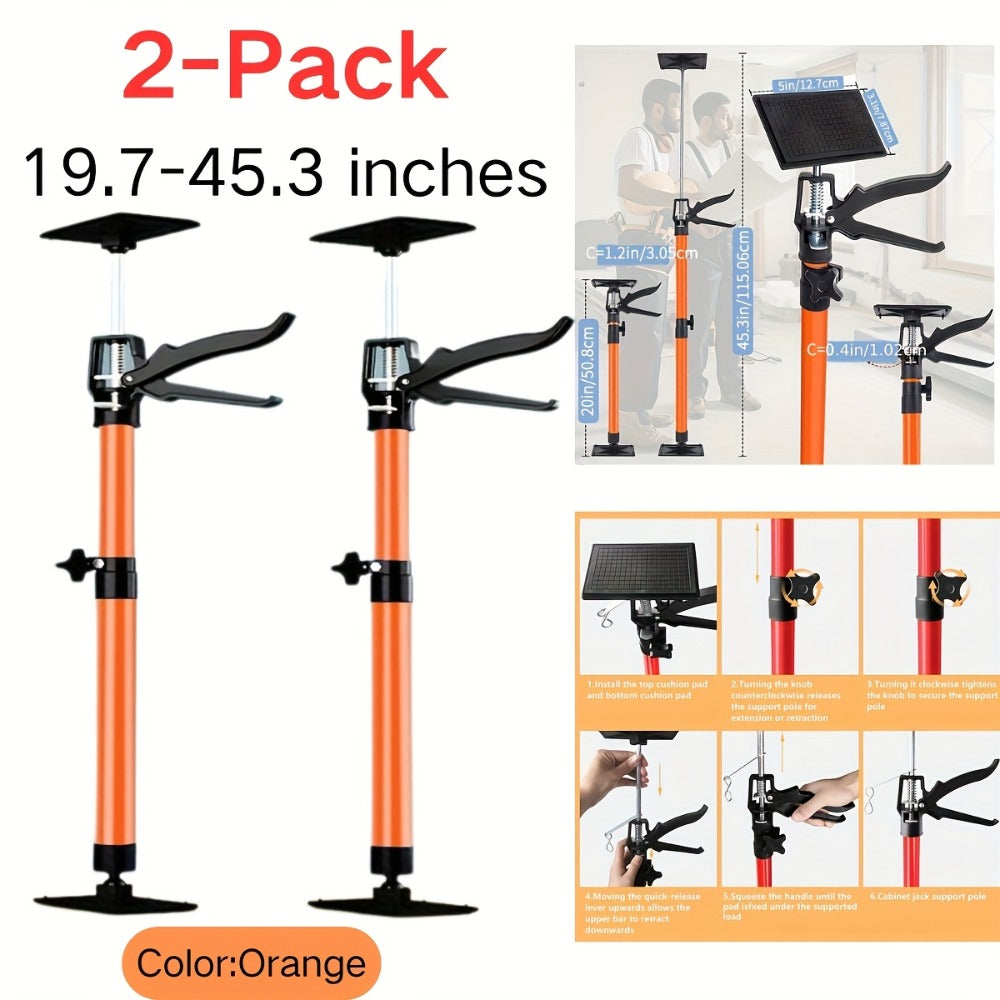 Adjustable Steel Support Rods for Drywall & Cabinet Installation, Extendable Construction Support Poles 19.7"-45.3" / 45"-114"