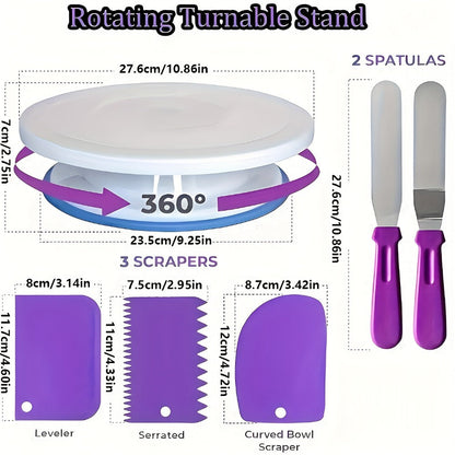 Piping Bags and Tips Set 492pcs Complete Cake Decorating Kit with Turntable Frosting Spatula for Entryways, Bedrooms and Living Spaces