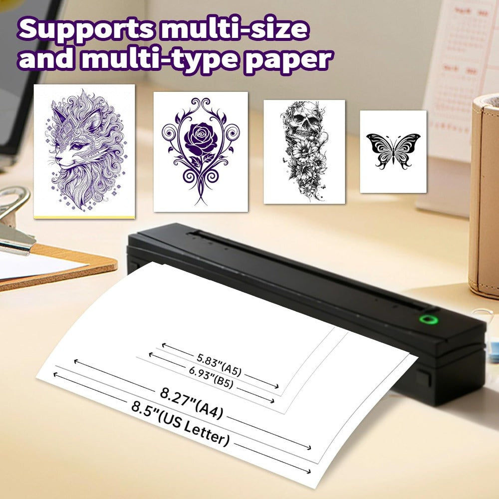 Tattoo Stencil Printer D80 - Wireless Bluetooth Thermal Printer for Tattoo Transfer Paper & A4 Office Printing