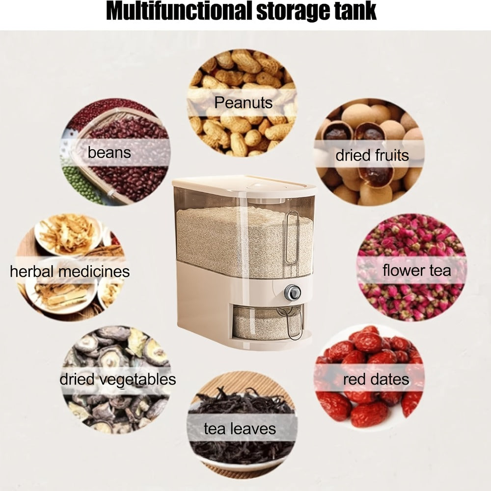 Food Storage Containers PET Rice Bin with Flip-Top Latch, Measuring Cup and 11- or 22-Pound Capacity