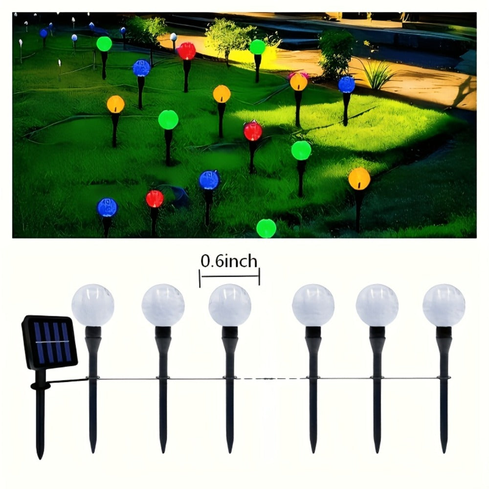 Solar Garden Light Bubble Path Stakes 30-Piece Set with Colorful or Warm White LED Options