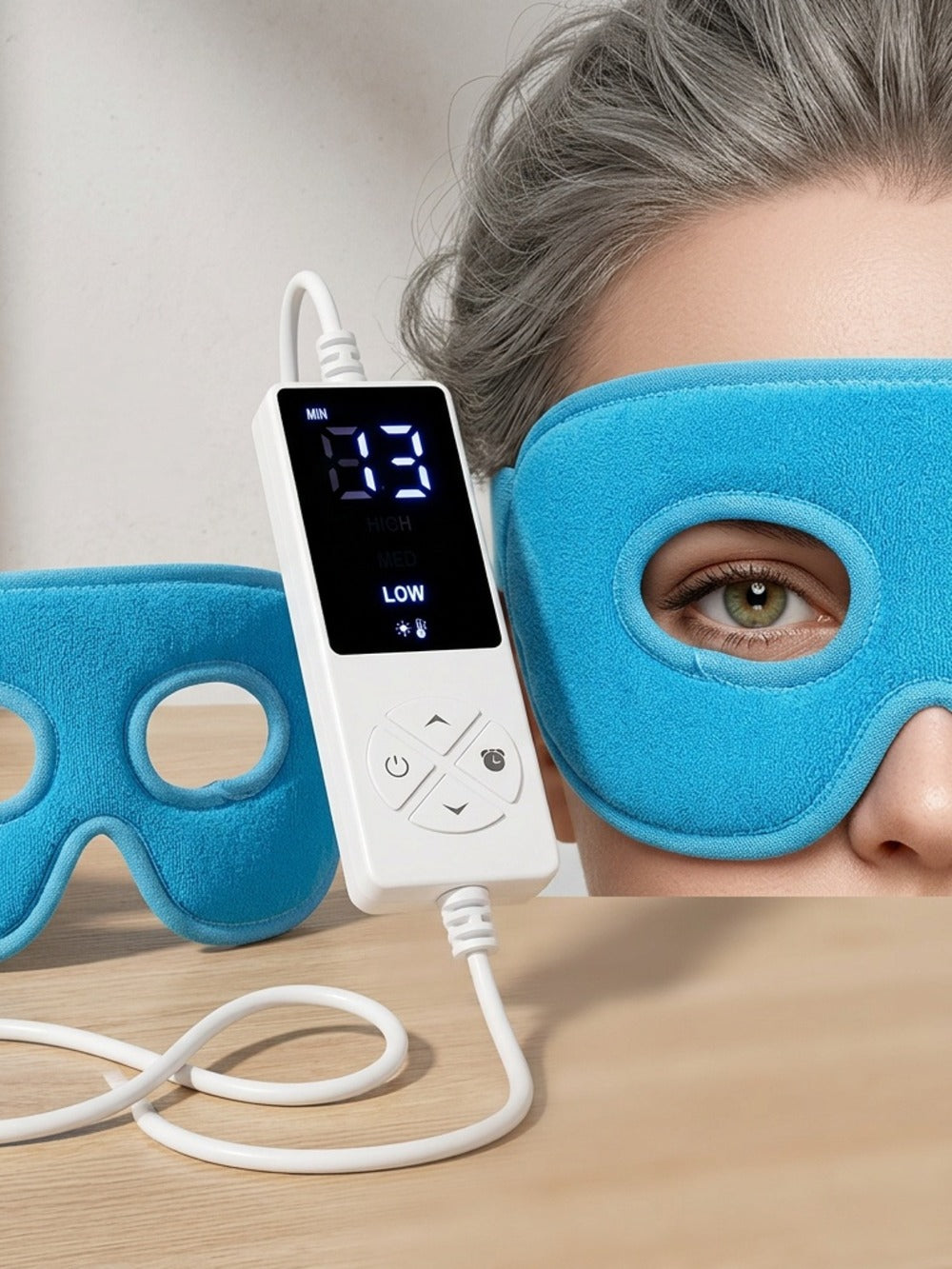 Heated Eye Mask Electric, Warm Compress for Tension & Eye, 3 Temperature 5 Timer Settings Extra Large Eye