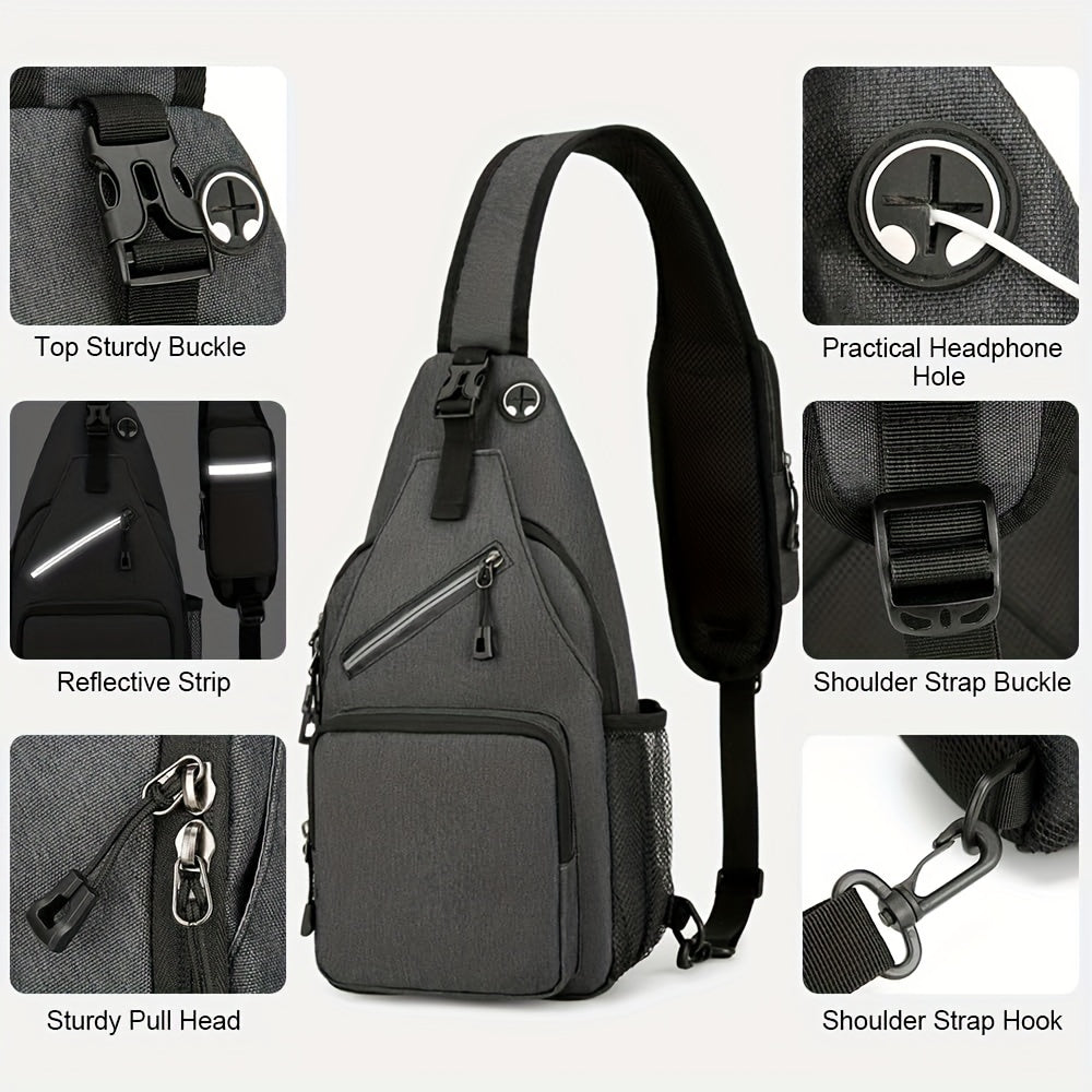 Lightweight Multi-Pocket Sling Crossbody Bag for Women and Men with Zip Compartments and 14 Color Styles