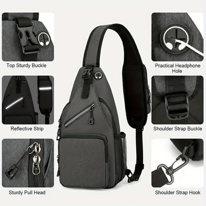 Lightweight Multi-Pocket Sling Crossbody Bag for Women and Men with Zip Compartments and 14 Color Styles