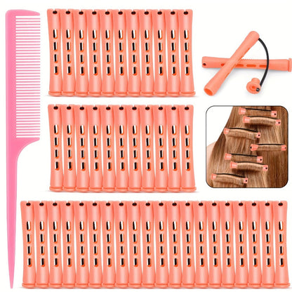 50pcs Soft Foam Perm Rods Heatless Hair Rollers with Comb – No-Heat Flexible Curl Rods for Long-Lasting Curls, Waves & Ringlets