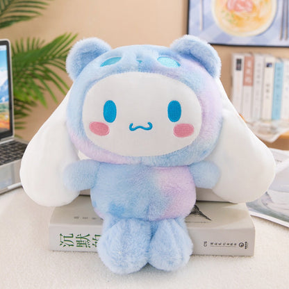 Sanrio Tie Dye Plush Set of 5, Kawaii Hello Kitty Kuromi My Melody Cinnamoroll Gudetama Stuffed Animals