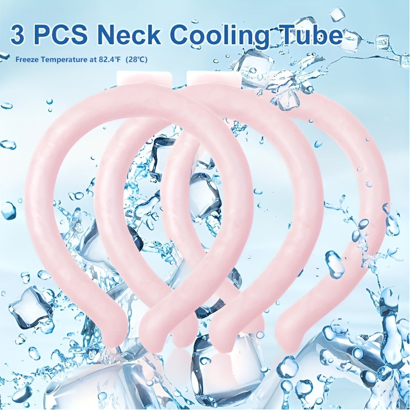 Cooling Neck Ring 3-Pack – Wearable Ice Gel Tube Wrap for Hot Weather, Outdoor Sports, Heat Relief & Hot Flashes, Freezes at 28°C