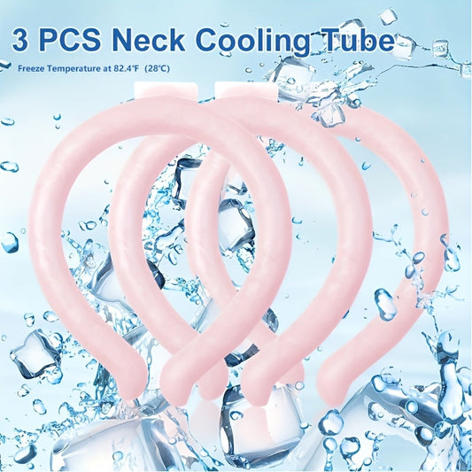 Cooling Neck Ring 3-Pack – Wearable Ice Gel Tube Wrap for Hot Weather, Outdoor Sports, Heat Relief & Hot Flashes, Freezes at 28°C