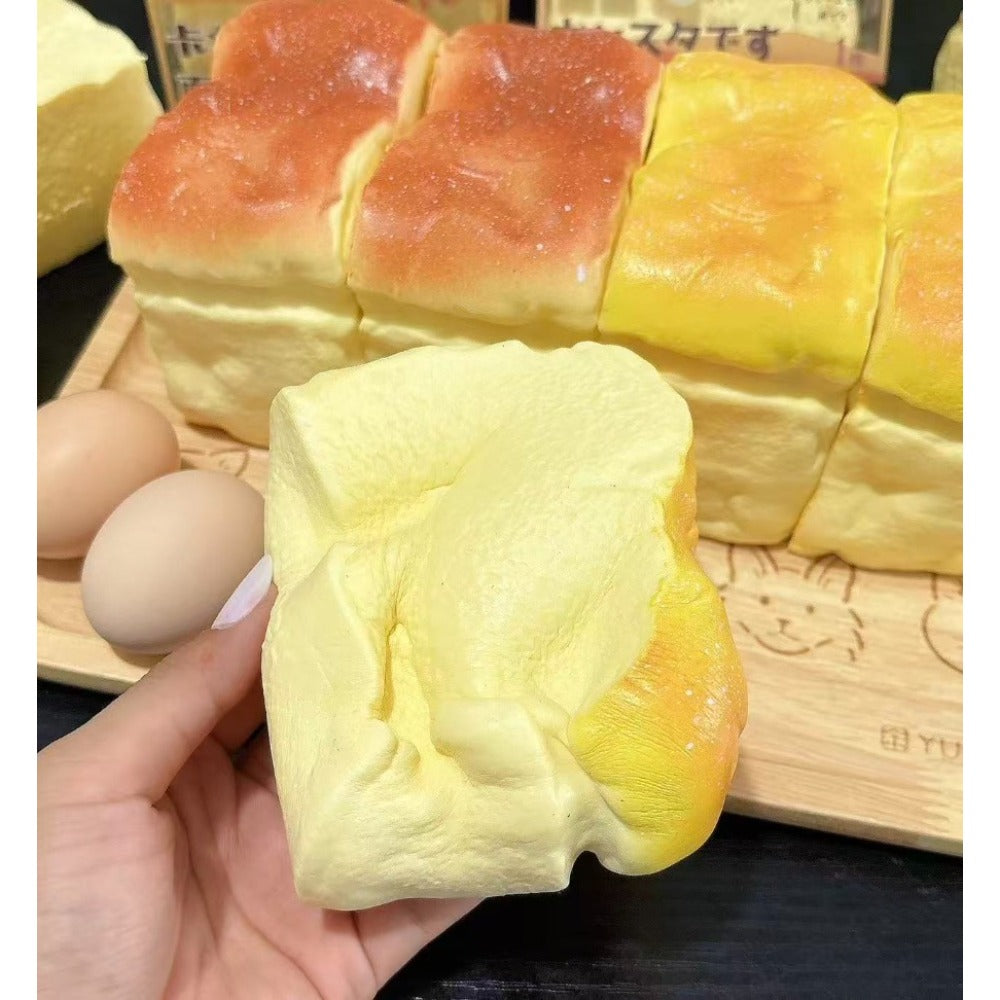 Squishy Bread Slow Rising Stress Toy, Skin-Touch Simulated Bread Fidget Squeeze Toy Desk Decor Anxiety Gift for Kids Adults