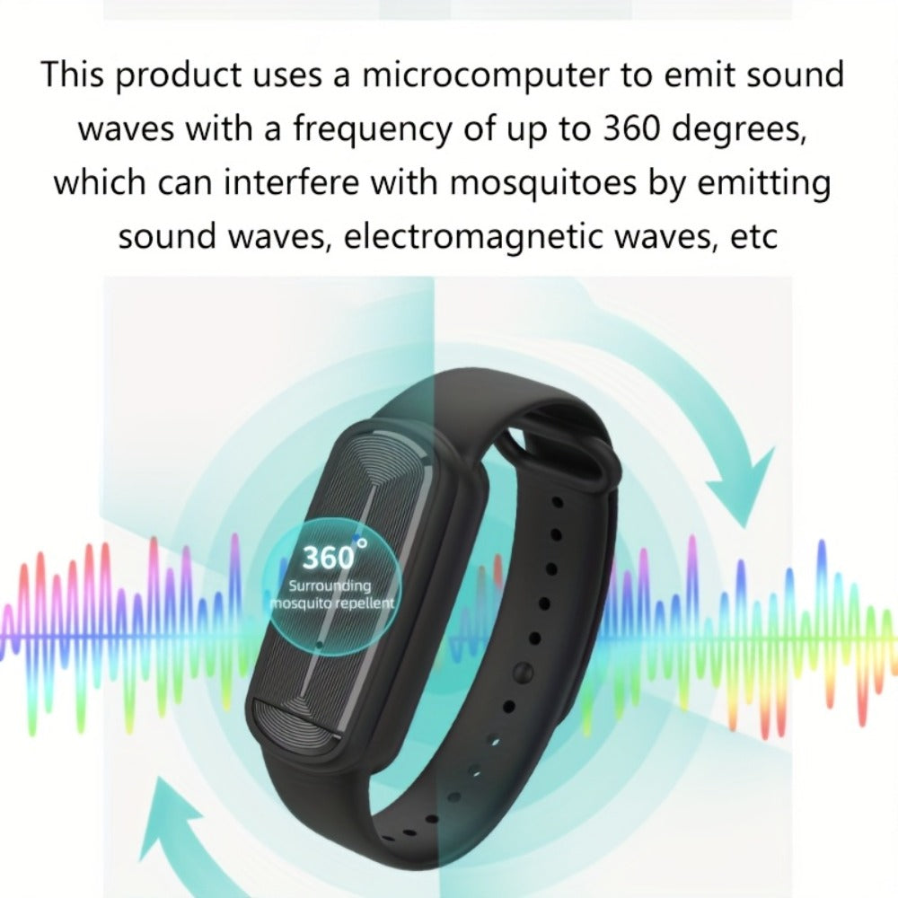 Ultrasonic Mosquito Bracelet 3-Pack, USB Rechargeable Intelligent Bug Wristband for Camping, Outdoor