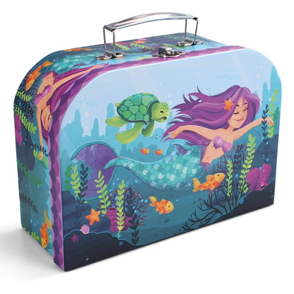 Mermaid Tea Party Set for Girls 21pcs, Tin Teapot, 4 Cups, Saucers, Plates & Carrying Case, Pretend Play Kitchen Toy for Toddlers