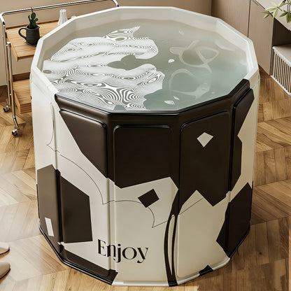 Foldable Soaking Tub for Adults, Portable Full Body Bath Barrel with Base, Collapsible Hot & Cold Soak Tub for Home Travel Small Spaces