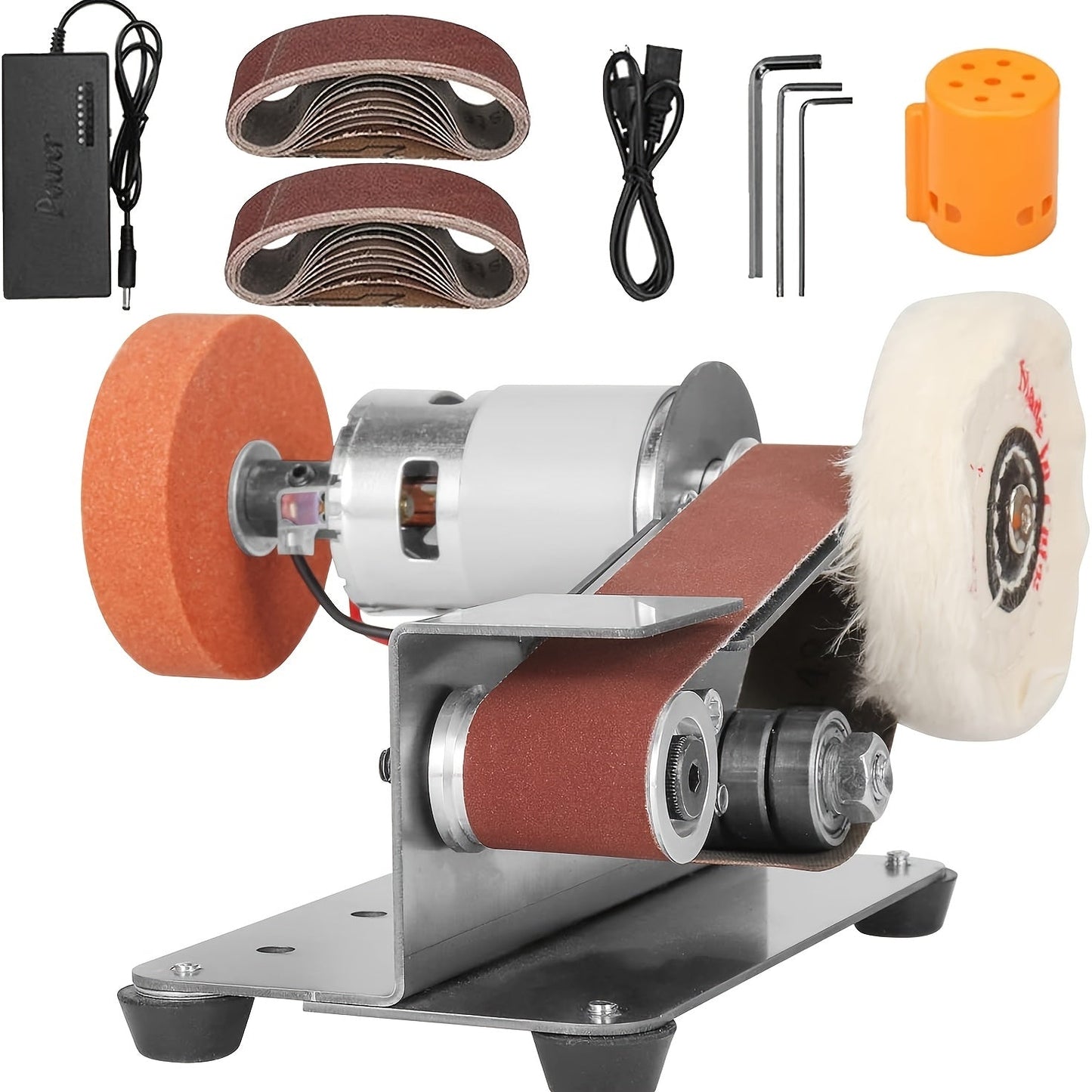 Mini Belt Sander 15° Angle - 7-Speed Electric Belt Grinder Knife Sharpener Kit with 30 Sanding Belts for Metal