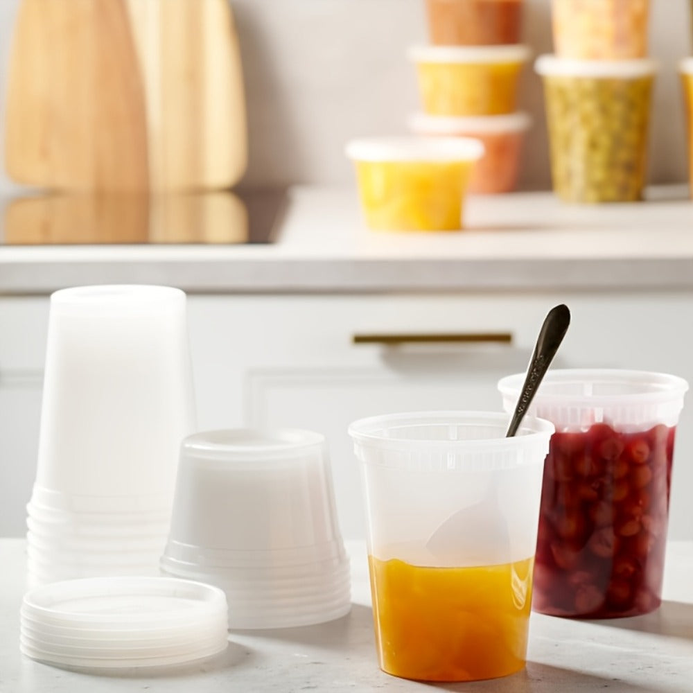 Food Storage Containers 48-Set 32 oz PP Cup and Lid Pack for Portion and Refrigerator Organization