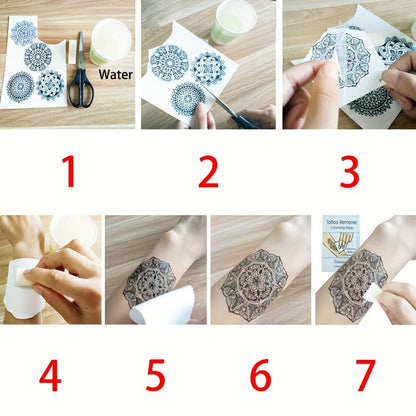Temporary Tattoos GLARYYEARS 44-Sheet Black Floral, Butterfly and Snake Set with 9 Large and 35 Small Designs