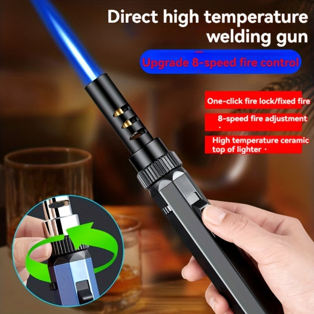 Windproof Jet Flame Torch Lighter with Safety Lock & Switch Lock, Large Adjustable Flame, Outdoor Torch for Campfire BBQ Baking Camping