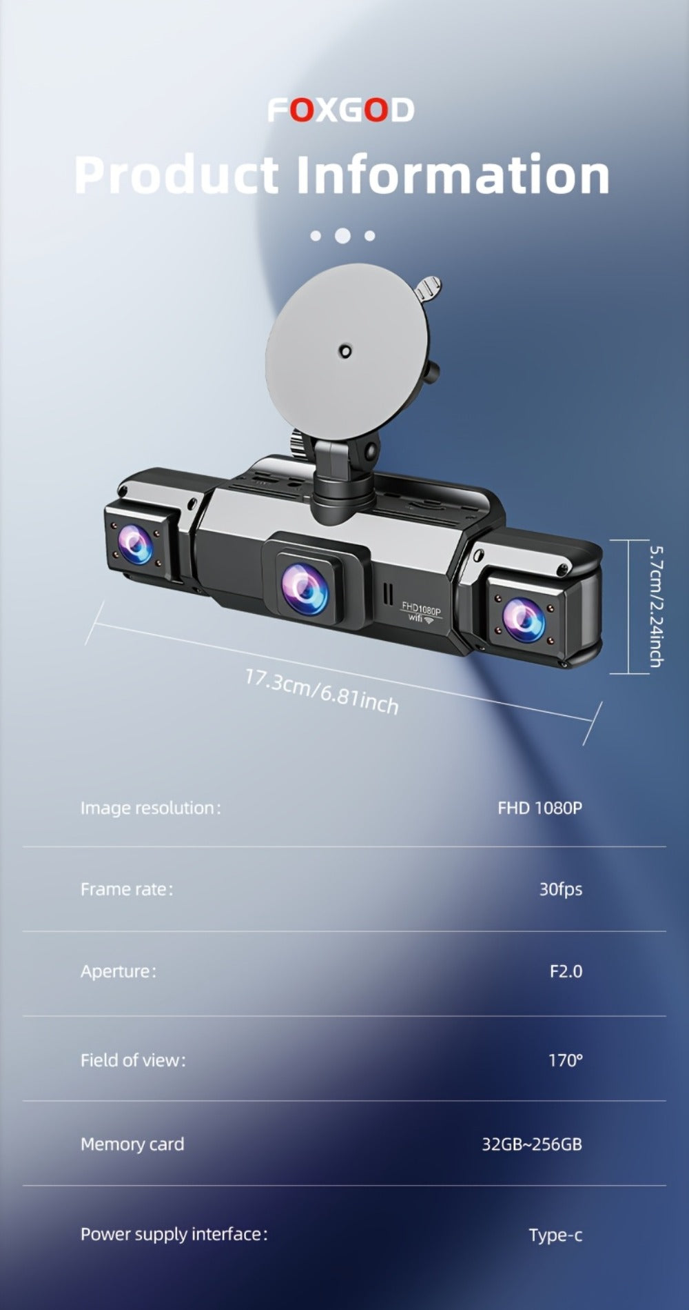 1080P-Labeled Dash Camera with Three- or Four-Lens Options, Screen, G-Sensor and WiFi/32GB Bundle