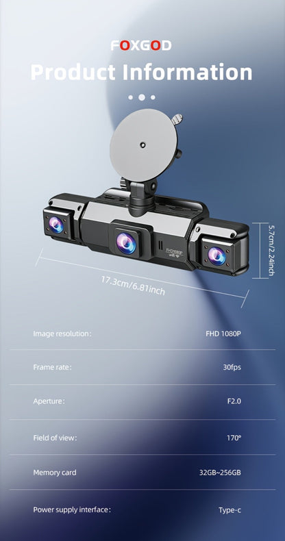 1080P-Labeled Dash Camera with Three- or Four-Lens Options, Screen, G-Sensor and WiFi/32GB Bundle