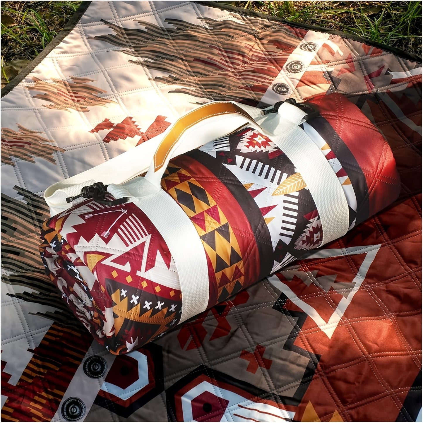 80 x 80-Inch Picnic Blanket with Foldable Carry Straps and Five Plaid, Floral or Stripe Pattern Options