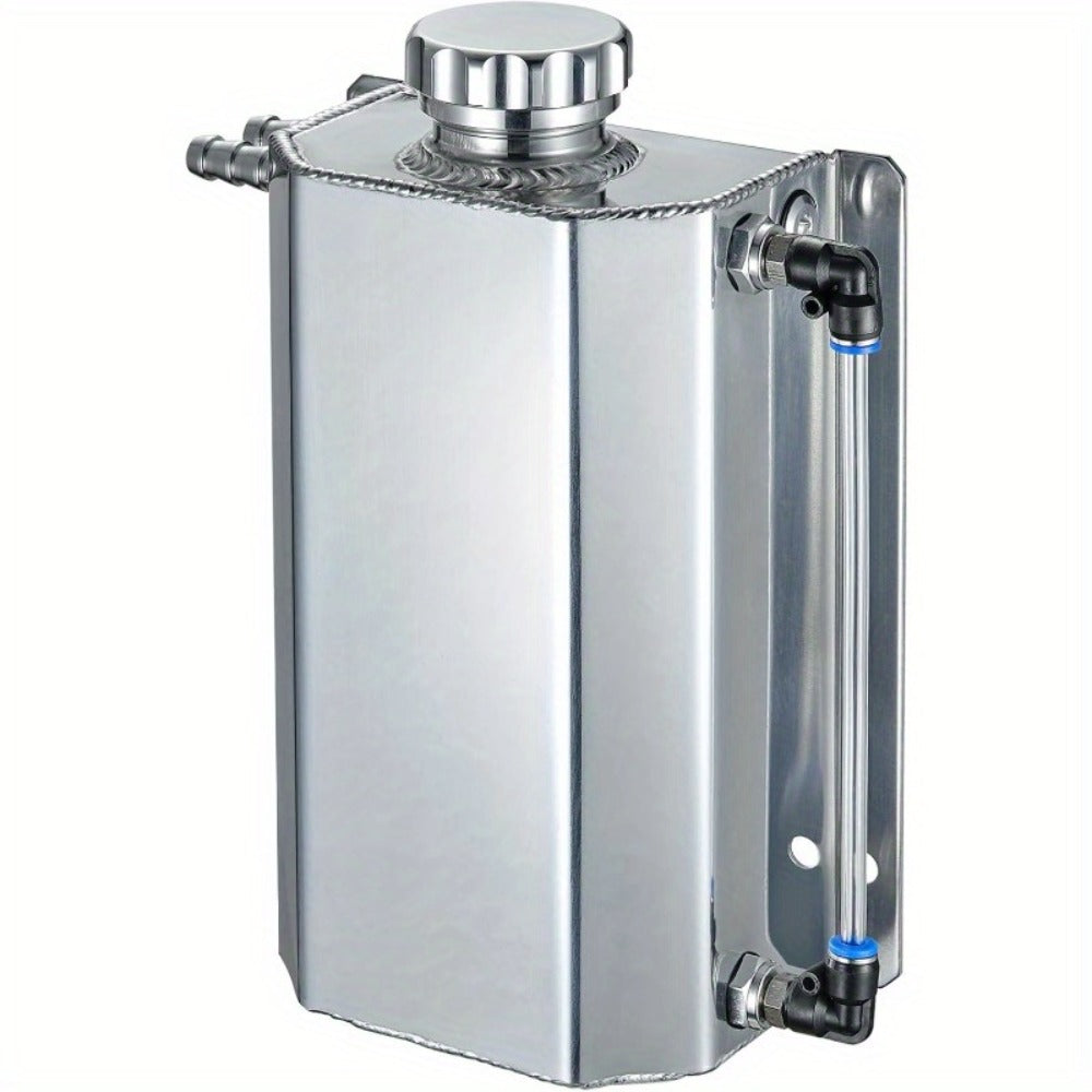 Coolant Overflow Reservoir Tank – 2L Universal Polished Aluminum Expansion Catch Can, Radiator Coolant Recovery Tank for Chevy, GMC