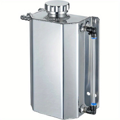 Coolant Overflow Reservoir Tank – 2L Universal Polished Aluminum Expansion Catch Can, Radiator Coolant Recovery Tank for Chevy, GMC