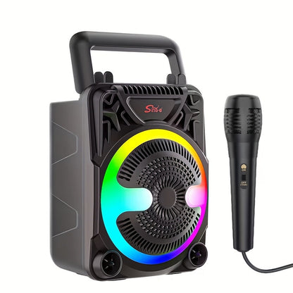 Portable Wireless Karaoke Speaker with Microphone & Bass Boost, TWS Stereo Sound, TF/SD Card Player