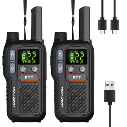 Long Range Walkie Talkies for Adults, BAOFENG 22 FRS Channels LCD Display VOX Hands-Free, USB-C Rechargeable Li-ion Battery, 2-3 Mile Range
