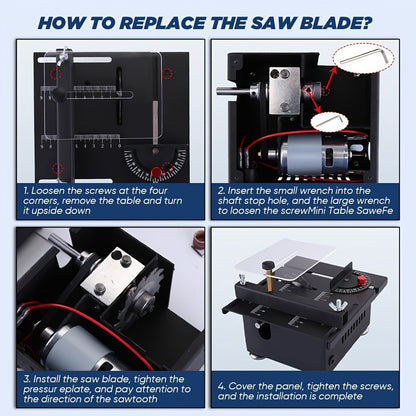 Mini Table Saw Multifunctional Desktop Cutting Machine, 100W Motor, 7-Speed Adjustable, 0-90° Angle Cut