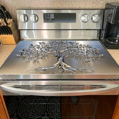 Stove Top Cover Mat Classic Tree Design, Heat-Resistant Decorative Stove Protector Pad with Branches & Leaves