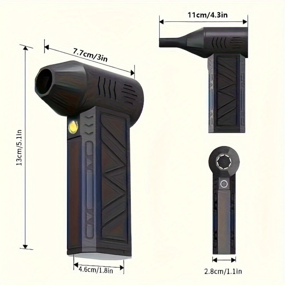 Portable Fan USB-Rechargeable Handheld Model with Brushless Motor, Built-In LED Light and Desktop Base