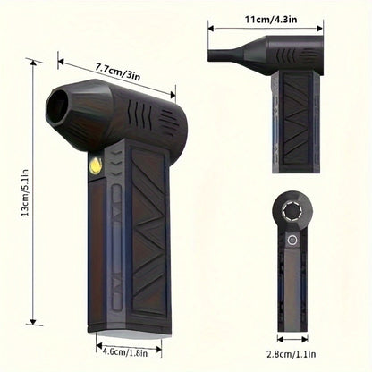 Portable Fan USB-Rechargeable Handheld Model with Brushless Motor, Built-In LED Light and Desktop Base