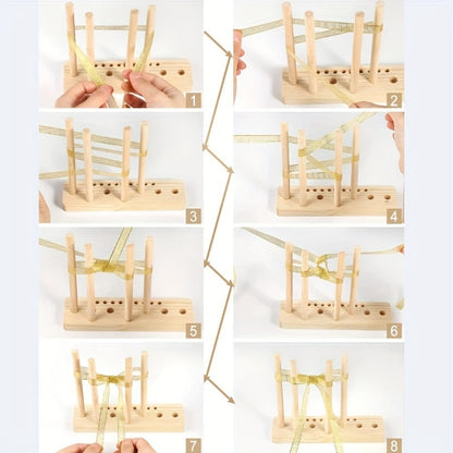 9-Piece Wooden Wreath & Bow Maker Crafting Tool Set, DIY Floral Wreath Molds with Wooden Sticks Rope Checkered Fabric