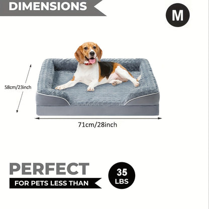 Grey C-Shape Bolster Pet Bed with Foam-Filled Center and Seven Size Options from M to XXXL