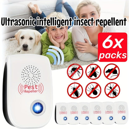 Electronic Rodent 6 Pack, Auto Frequency Ultrasonic Mouse Plug In, Indoor Pest Control Device for Home Kitchen Office Warehouse
