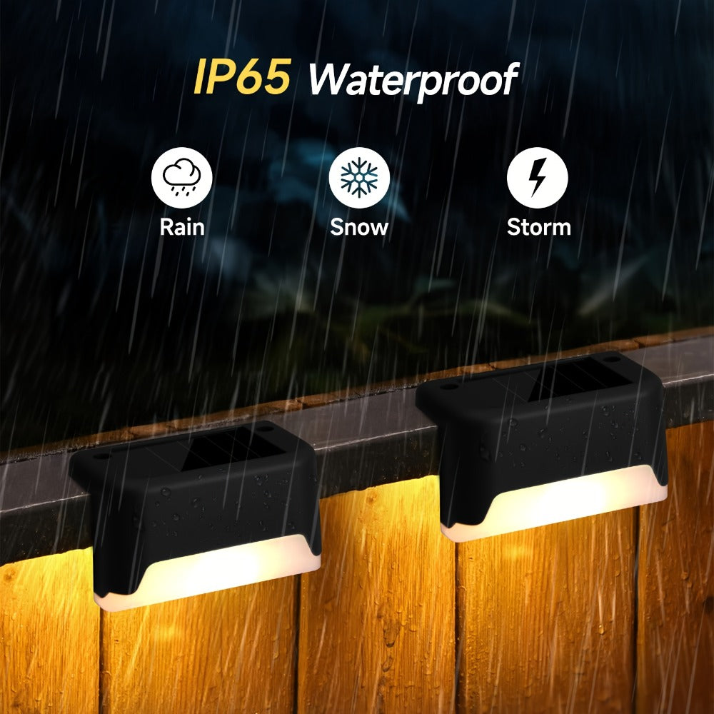 Solar Step Lights IP65 Waterproof – LED Deck Lights for Outdoor Stairs, Fence & Pathway, Auto On/Off Dusk to Dawn
