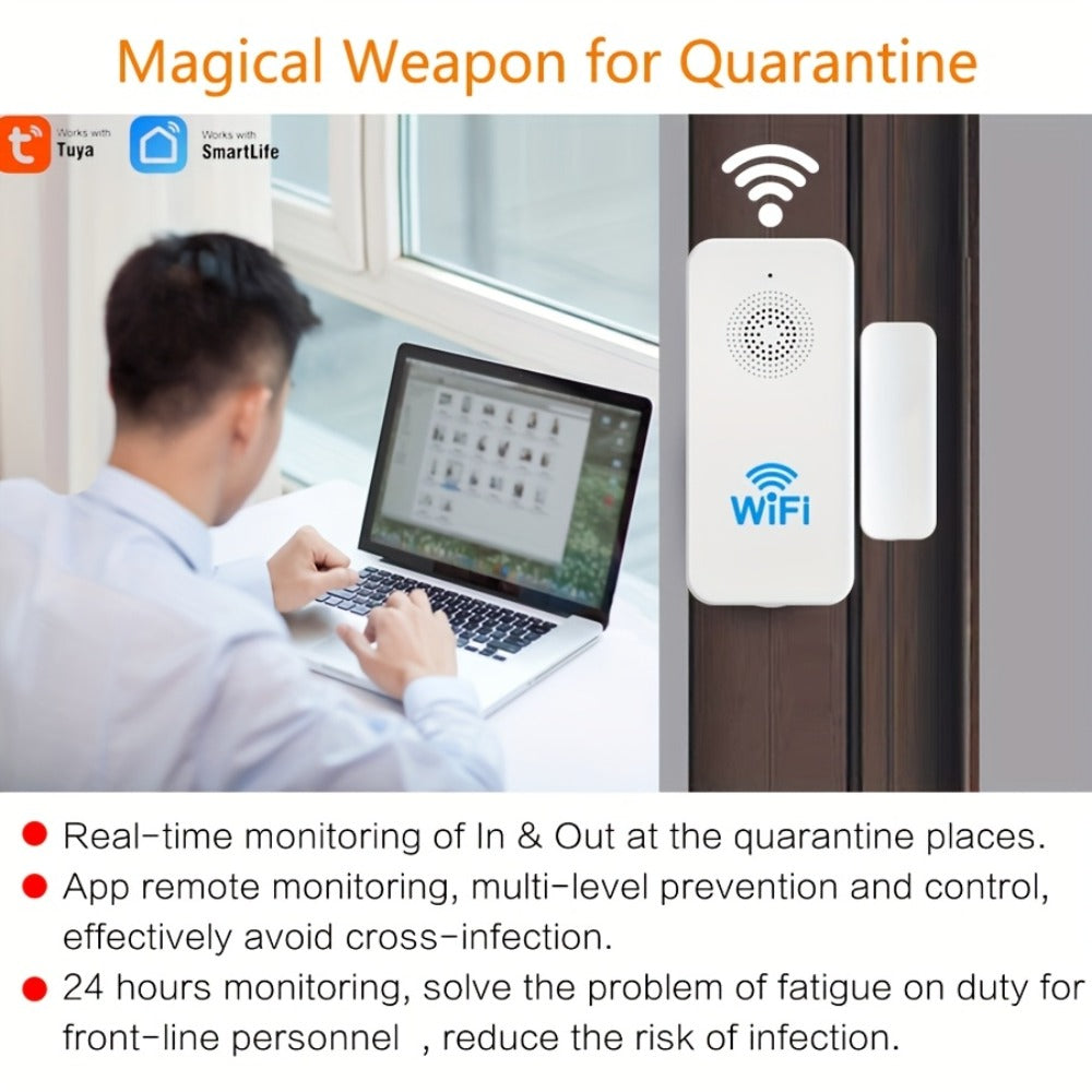 WiFi Door and Window Sensor 4-Pack, Tuya Smart Home Security Alarm System, No Hub Required, App Control