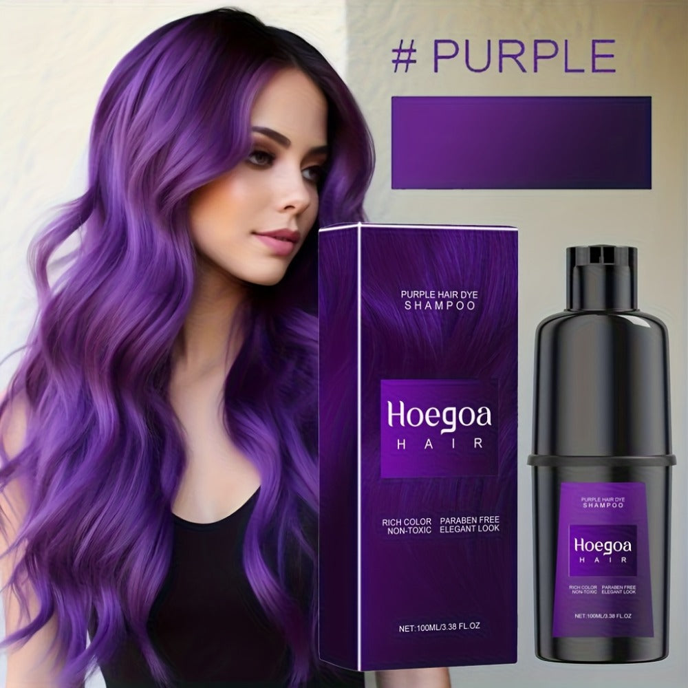 Hair Color Shampoo, Hoegoa Hair 3-in-1 100ml Color Foam with Purple, Black, Red or Brown Options