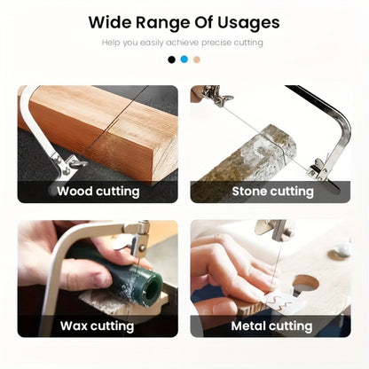 Hand Saw Kit with 12 Blades, Adjustable Jewelry Making Saw Frame, Multi-Function Manual Cutting Tool for Wood