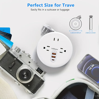 Power Strip Retractable Two-Pack with 3 AC Outlets, 1 USB-A, 2 USB-C, 4-Foot Cord and Flat Plug