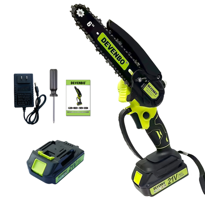 Cordless Mini Chainsaw 6-Inch, Handheld Pruning Saw with Rechargeable Battery, Adjustable Chain Tension