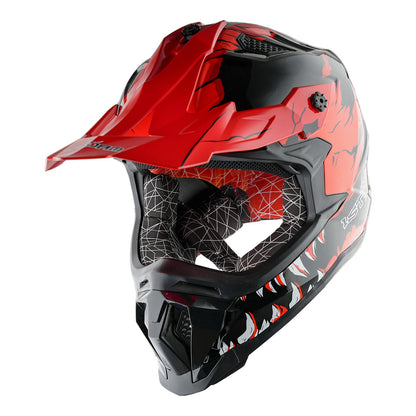 Motorcycle Helmet 1STORM Dirt-Bike Full-Face Shell with Peak Visor, XS-XXL Sizes, Padded Liner and Graphic Styles