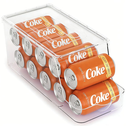 Soda Can Organizer for Refrigerator Stackable | Can Holder Dispenser with Lid for Fridge, Pantry & Freezer – Holds 9 Cans Each