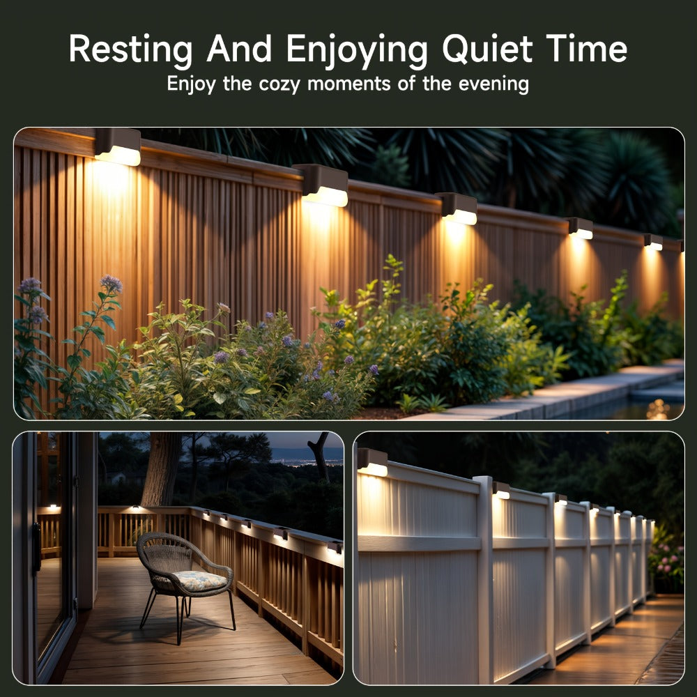 Solar Step Lights IP65 Waterproof – LED Deck Lights for Outdoor Stairs, Fence & Pathway, Auto On/Off Dusk to Dawn