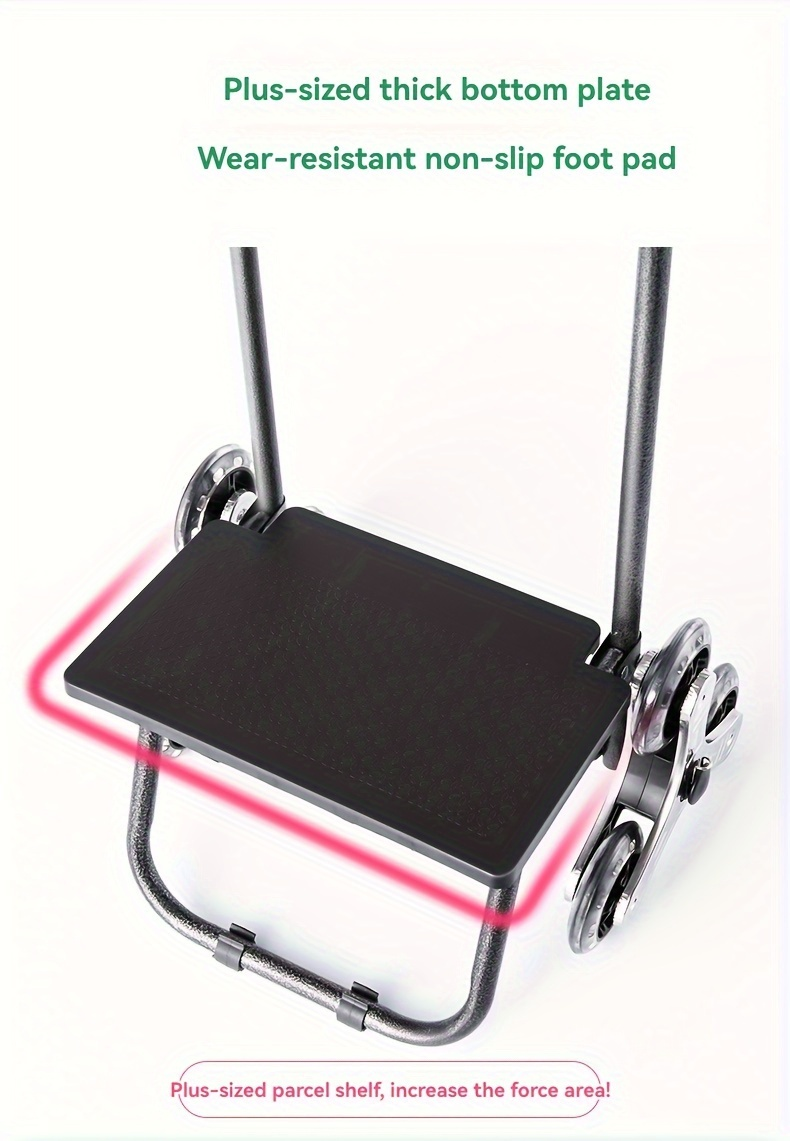 Stair Climbing Shopping Cart with Detachable Hand Truck, Foldable Grocery Trolley with Spacious Polyester Bag for Home Market Transport