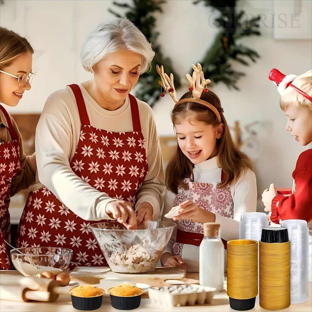 Aluminum Foil Baking Cups with Lids, Disposable Cupcake Molds with Spoons, Foil Dessert Cups for Pudding Muffins Mousse