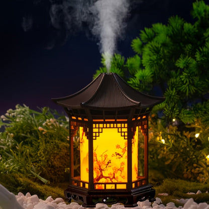 Mini Humidifier with Night Light USB Powered Cool Mist Quiet Operation Chinese Pagoda for Entryways, Bedrooms and Living Spaces