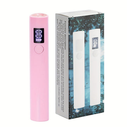 UV LED Nail Lamp Pen-Shape Cordless Rechargeable 365+405nm Gel Polish Curer – Portable Mini Nail Dryer with 2 Timer Modes 20s & 60s for Home