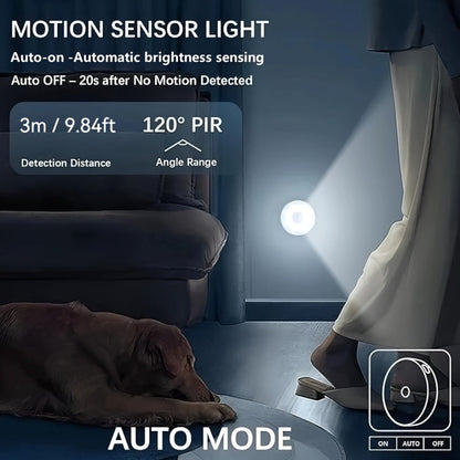 Night Light Motion Sensor 8-LED Puck Set with USB Rechargeable Power, Warm or White Light in 6- and 12-Piece Packs